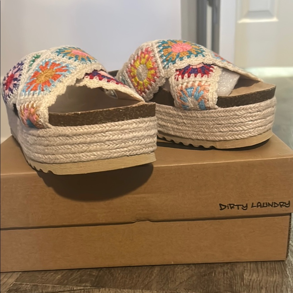 Dirty Laundry Cream Espadrille Platform Shoes